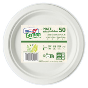 50 PIATTI PIANI D220MM BIODEGRADABILI DOPLA GREEN ART.7701 COD. 07701