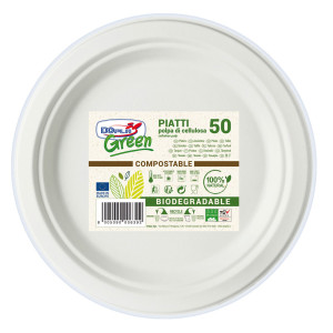 50 PIATTI FRUTTA D170MM BIODEGRADABILI DOPLA GREEN ART.7703 COD. 07703