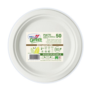 50 PIATTI FRUTTA D170MM BIODEGRADABILI DOPLA GREEN ART.7703 COD. 07703