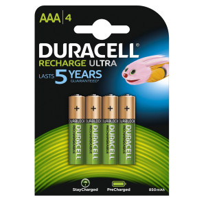 BLISTER 4 PILE RICARICABILI B4 - MINISTILO 800MAH DURACELL DURALOCK PRECARICATA COD. DU77