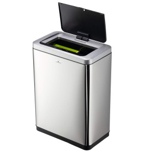 CESTINO CON SENSORE NO TOUCHDUO 46,5X27X65CM 2X20LT ARGENTO METALLIZZATO DURABLE COD. 3424-23