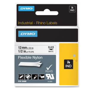 NASTRO NYLON FLESSIBILE 24MM X 3.5MT NERO SU BIANCO 1734524 RHINO COD. S0773840
