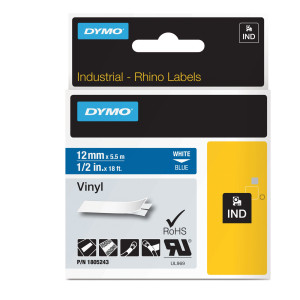 NASTRO VINILE 12MM X 5.5MT NERO SU GIALLO 18432 RHINO COD. S0718450