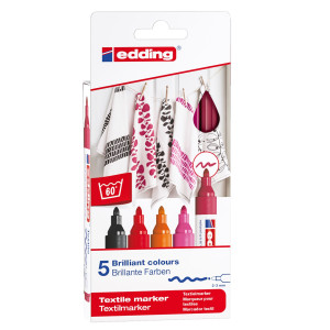 ASTUCCIO 5 COLORI CALDI PER TESSUTO PUNTA 2,0-3,0MM EDDING COD. E-4500/5S-999