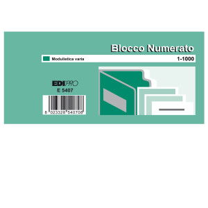 SET 10 BL. DA 100 NUMERI (BLOCCO NUMERATO 1-1000) 6X13 E5407 COD. E5407 CONFEZIONE DA 5