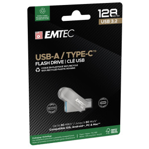 EMTEC MEMORIA DUAL USB3.2 TO TYPE-C D280 128GB COD. ECMMD128GD283