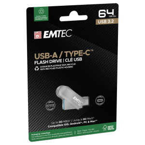 EMTEC MEMORIA DUAL USB3.2 TO TYPE-C D280 64GB COD. ECMMD64GD283
