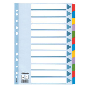 INTERCALARE MYLAR 12 TASTI COLORATI - F.TO A4 ESSELTE COD. 100169