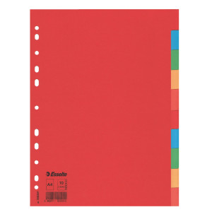 SEPARATORE ECONOMY IN CARTONCINO 160GR COLORATO 10 TASTI A4 ESSELTE COD. 100201
