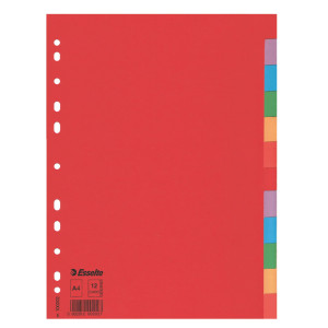 SEPARATORE ECONOMY IN CARTONCINO 160GR COLORATO 12 TASTI A4 ESSELTE COD. 100202