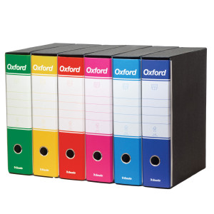 CONF 6 REGISTRATORI OXFORD G85 COLOR MIX V2 DORSO 8 CM F.TO PROTOCOLLO ESSELTE COD. 390785113