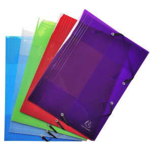 CARTELLA 3 LEMBI C/ELASTICI IN PP A4 COLORI ASS. 56701E CRYSTAL COLOURS EXACOMPT COD. 56701E