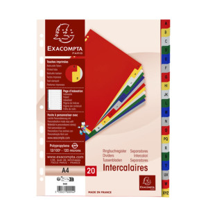 SEPARATORE ALFABETICO A-Z A 20 TACCHE PPL COLORATO A4 94E EXACOMPTA COD. 94E