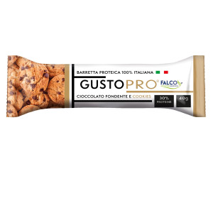 BARRETTA PROTEICA GUSTOPRO 40GR CIOCCOLATO FONDENTE E COOKIE FALCO COD. 01-0399 CONFEZIONE DA 24