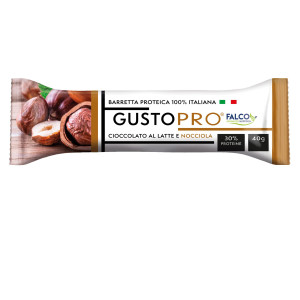 BARRETTA PROTEICA GUSTOPRO 40GR CIOCCOLATO AL LATTE E NOCCIOLA FALCO COD. 01-0400 CONFEZIONE DA 24