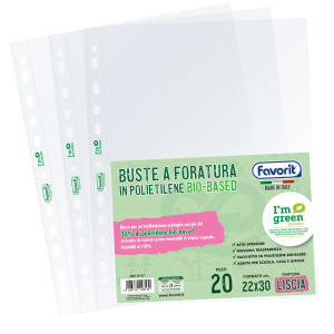 CONF 20 BUSTE FORATE22X30 PE I'M GREEN BIO-BASED LISCIO SUPERIOR FAVORIT COD. 400178113