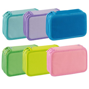 ASTUCCIO 3 ZIP NEON  PASTEL 13X20X7,5CM COLORI ASSORTITI FAVORIT COD. 400182110