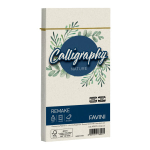 25 BUSTE CALLIGRAPHY REMAKE 120GR 110X220MM PERLA FAVINI COD. A570273