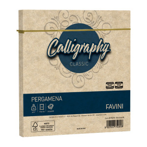 25 BUSTE CALLIGRAPHY PERGAMENA 170X170MM 90GR NOCCIOLA 04 FAVINI COD. A57N078