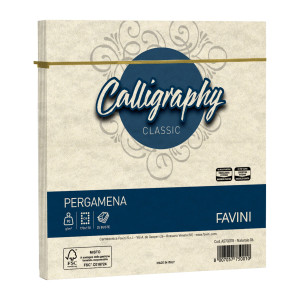 25 BUSTE CALLIGRAPHY PERGAMENA 170X170MM 90GR NATURALE 06 FAVINI COD. A57Q078