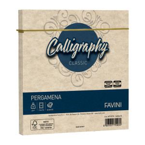 25 BUSTE CALLIGRAPHY PERGAMENA 170X170MM 90GR SABBIA 02 FAVINI COD. A57U078