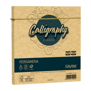 25 BUSTE CALLIGRAPHY PERGAMENA 170X170MM 90GR ORO 03 FAVINI COD. A57W078