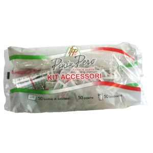 SERVING KIT 50 BICCHIERINI +50 BUSTINE ZUCCHERO +50 PALETTINE COD. PPZUKITOCS50E