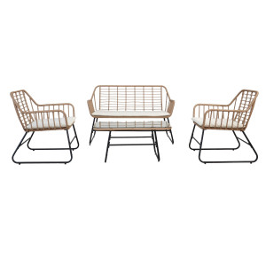 SALOTTO CEBU POLYRATTAN COLOR NATURALE - SET 4 ELEMENTI COD. S2251001