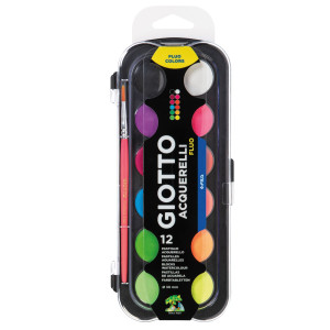 COLORI ACQUERELLO 12 PASTIGLIE FLUO D30MM GIOTTO COD. F351400