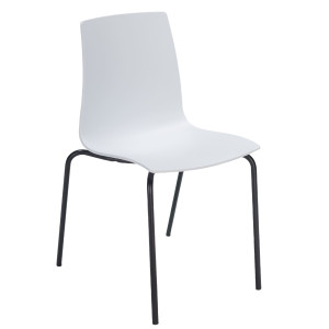 SEDUTA IN POLIPROPILENE CON BASE NERO OPACO CANDY BIANCO GRANDSOLEIL COD. S3341B