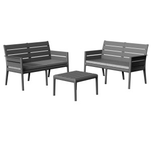 SALOTTO PANKA 1 DIVANO + 2 POLTRONE + 1 TAVOLO ANTRACITE GRANDSOLEIL COD. S7731Y