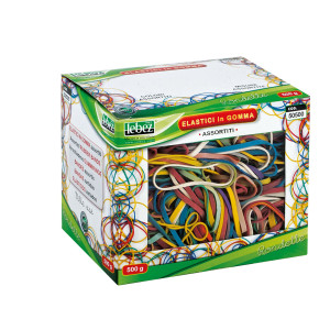 ELASTICO IN GOMMA MISURA E COLORI ASSORT. SCATOLA 500G COD. 50500.