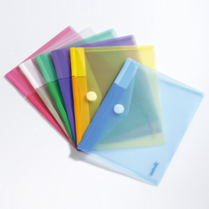 SET 6 BUSTE PP CON VELCRO 24X19CM COLORI ASSORTITI COD. B510259