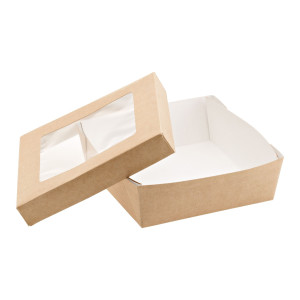 25 SCATOLA DA ASPORTO C/FINESTRA TRASPARENTE CARTA KRAFT + PE 14X14X5HCM LEONE COD. H0717