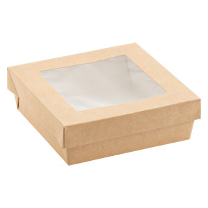 25 SCATOLA DA ASPORTO C/FINESTRA TRASPARENTE CARTA KRAFT + PE 14X14X5HCM LEONE COD. H0717