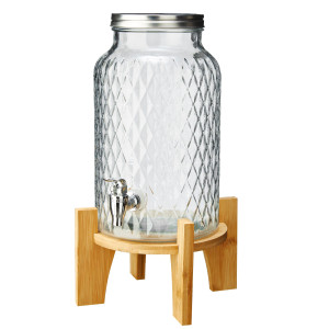 CARAFFA IN VETRO CON RUBINETTO E BASE IN BAMBOO 5,6L LEONE COD. T3026