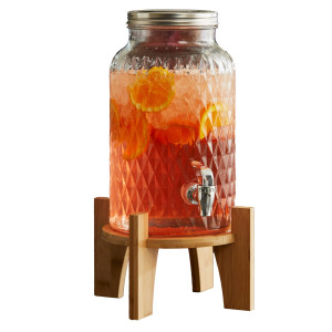 CARAFFA IN VETRO CON RUBINETTO E BASE IN BAMBOO 5,6L LEONE COD. T3026