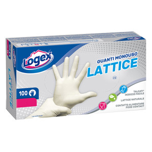 SCATOLA DA 100 GUANTI MONOUSO IN LATTICE TG. L LOGEX COD. B5LX-0702V03 NEW