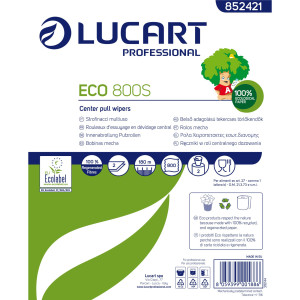 BOBINA ASCIUGATUTTO 800 STRAPPI / 192M MICROGOFFRATA ECO 800S LUCART COD. 852421T CONFEZIONE DA 2