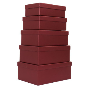 SET 5 SCATOLE REGALO IN CARTONE FANTASIA BURGUNDY COD. HK-42