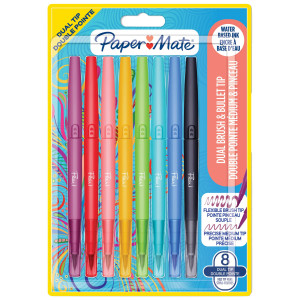 ASTUCCIO 8 COLORI FLAIR DUAL TIP PENNARELLO PUNTA MEDIA/BRUSH PAPERMATE COD. 2199386