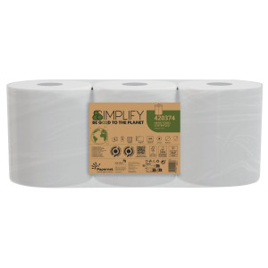 ASCIUGAMANO IN ROTOLO 450 STRAPPI CENTREFEED L90M X D18,5CM SIMPLIFY PAPERNET COD. 420374 CONFEZIONE DA 3