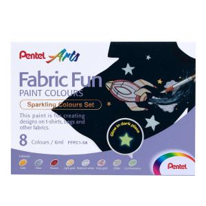 SET 8 COLORI SPARKLING PER TESSUTO FABRIC FUN PENTEL COD. FFPC1-S8