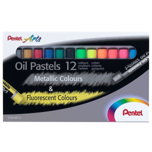 ASTUCCIO 12 PASTELLI A OLIO COLORI ASSORTITI FLUO E METAL PENTEL COD. PHN-MF12