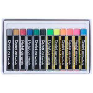 ASTUCCIO 12 PASTELLI A OLIO COLORI ASSORTITI FLUO E METAL PENTEL COD. PHN-MF12