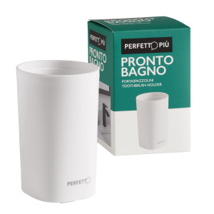 BICCHIERE PORTA SPAZZOLINI PRONTO BAGNO BIANCO PERFETTO COD. 12516