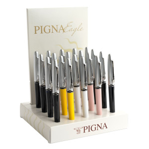 DISPLAY DA BANCO 20 PENNE A SFERA EAGLE PUNTA M FUSTO IN COLORI ASSORTITI PIGNA COD. 023300100