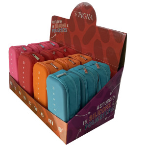 ASTUCCIO 2 ZIP SILICONE E POLIESTERE 21X5XC9CM COLORI ASSORTITI MONOCROMO PIGNA COD. 023310400