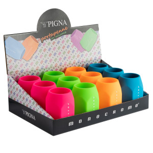 PORTAPENNE IN SILICONE SOFT TOUCH 95X75X70MM COLORI FLUO MONOCROMO PIGNA COD. 23295500 CONFEZIONE DA 12