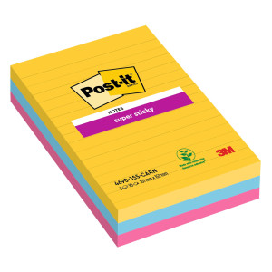 CF.3PZ BLOCCO 90FG. POST-IT SUPER STICKY RIGHE 101X152MM 4690-3SS-CARN CARNIVAL COD. 7100234250